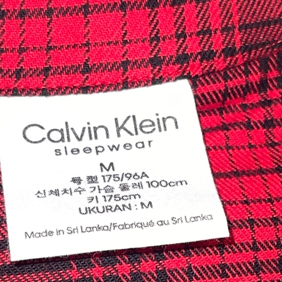 CALVIN KLEIN SLEEPWEAR  MEN’S COTTON JACKET SHADOW PLAID_EXACT RED LONG SLEEVE M - Picture 9 of 11